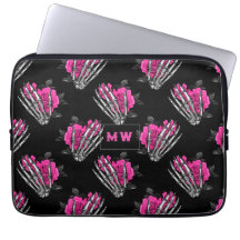 Monograma de rosas rosadas góticas vintage de esqu