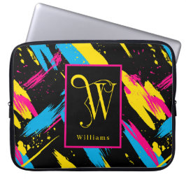 Funda Para Portátil Monograma de Swooshes de Colores Brillantes, Apell