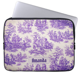 Funda Para Portátil Monograma de tela de jouy floral vintage