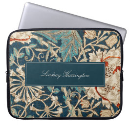 Funda Para Portátil Monograma de William Morris con toques florales de