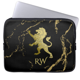 Funda Para Portátil Monograma del León Real Dorado