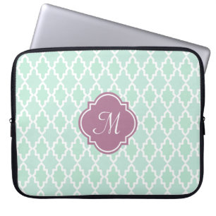 Funda Para Portátil Monograma del marroquí de la menta y del ciruelo