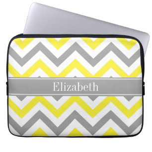 Funda Para Portátil Monograma del nombre gris de la chevron LG blanco