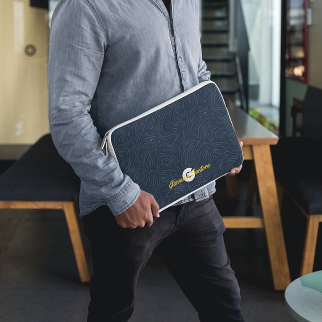 Funda Para Portátil Monograma del patrón de la marina abstracta modern (Subido por el creador)