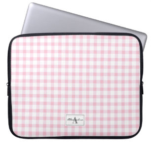Funda Para Portátil Monograma del patrón verificado de Gingham de colo