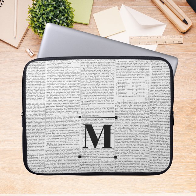 Funda Para Portátil Monograma del Personalizado de impresión de notici (Subido por el creador)