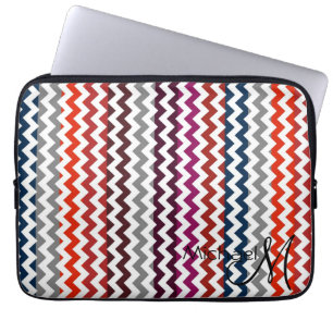 Funda Para Portátil Monograma del Personalizado de moda Chevron Zigzag