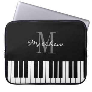 Funda Para Portátil Monograma del personalizado de teclas de piano de