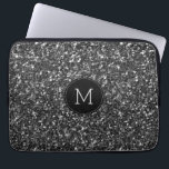 Funda Para Portátil Monograma del Purpurina de imitación negro<br><div class="desc">Monograma moderno de personalizado de imitación de purpurina negro</div>