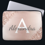 Funda Para Portátil Monograma del Purpurina metálico de oro rosa rosa<br><div class="desc">Purpurina Metálico de Oro Rosa Rosa Rubor y Funda Monograma elegante y moderno. Este funda puede ser personalizado para incluir su nombre inicial y su primer nombre y hace un gran Navidad de niñas o un regalo de cumpleaños Sweet 16.</div>