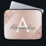 Funda Para Portátil Monograma del Purpurina metálico de oro rosa rosa<br><div class="desc">Purpurina Metálico de Oro Rosa Rosa Rubor y Funda Monograma elegante y moderno. Este funda puede ser personalizado para incluir su nombre inicial y su primer nombre y hace un gran Navidad de niñas o un regalo de cumpleaños Sweet 16.</div>