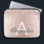 Funda Para Portátil Monograma del Purpurina metálico de oro rosa rosa<br><div class="desc">Purpurina Rubor Rosa Gold Metallic Dripping y Funda Monograma elegante y moderno. Este funda puede ser personalizado para incluir su nombre inicial y su primer nombre y hace un gran Navidad de niñas o un regalo de cumpleaños Sweet 16.</div>