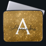 Funda Para Portátil Monograma elegante dorado moderno<br><div class="desc">Elegante Glimmer de Faux de Oro y elegante Funda Monograma. Este funda se puede personalizar para incluir su nombre inicial y su nombre de pila.</div>