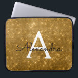 Funda Para Portátil Monograma elegante dorado moderno<br><div class="desc">Elegante Glimmer de Faux de Oro y elegante Funda Monograma. Este funda se puede personalizar para incluir su nombre inicial y su nombre de pila.</div>