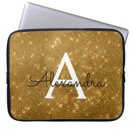 Funda Para Portátil Monograma elegante dorado moderno