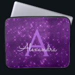 Funda Para Portátil Monograma elegante morado moderno<br><div class="desc">Elegante Glimmer de Faux Purple y elegante Funda Monograma. Este funda se puede personalizar para incluir su nombre inicial y su nombre de pila.</div>