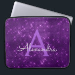 Funda Para Portátil Monograma elegante morado moderno<br><div class="desc">Elegante Glimmer de Faux Purple y elegante Funda Monograma. Este funda se puede personalizar para incluir su nombre inicial y su nombre de pila.</div>