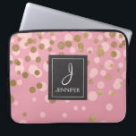 Funda Para Portátil Monograma elegante rosa y Relieve metalizado dorad<br><div class="desc">Relieve metalizado dorado Rosa y Faux Confetti Elegante Funda Monograma. Este funda se puede personalizar para incluir su nombre inicial y completo.</div>