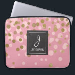 Funda Para Portátil Monograma elegante rosa y Relieve metalizado dorad<br><div class="desc">Relieve metalizado dorado Rosa y Faux Confetti Elegante Funda Monograma. Este funda se puede personalizar para incluir su nombre inicial y completo.</div>