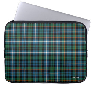 Funda Para Portátil Monograma escocés de la tela escocesa del tartán