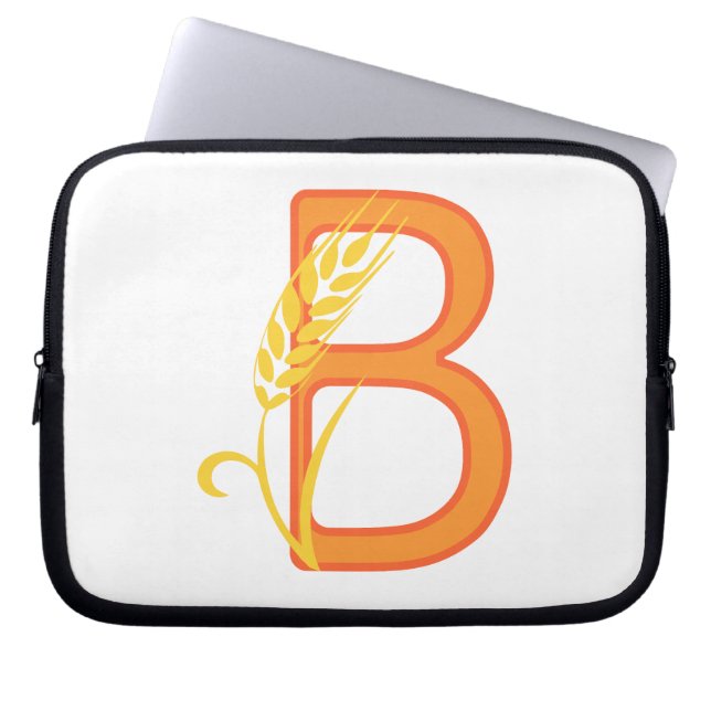 Funda Para Portátil Monograma floral de la letra mayúscula B (Frente)