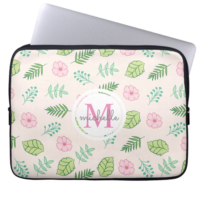 Funda Para Portátil Monograma floral de Moda moderna (Frente)