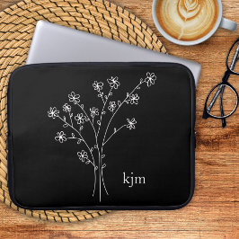 Funda Para Portátil Monograma Floral Minimalista