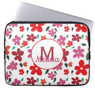 Funda Para Portátil Monograma floral minimalista colorido y dramático