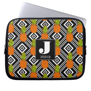 Funda Para Portátil Monograma geométrico de las piñas el