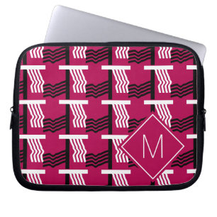 Funda Para Portátil Monograma geométrico étnico magenta