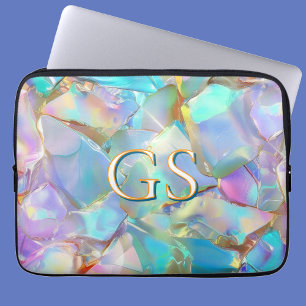 Funda Para Portátil Monograma grande o nombre en opal