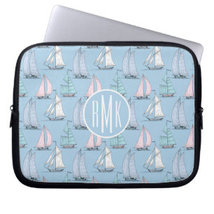 Funda Para Portátil Monograma lindo del modelo el del velero