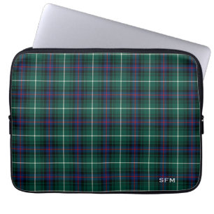 Funda Para Portátil Monograma MacDonald Tartan Blue & Green Plaid