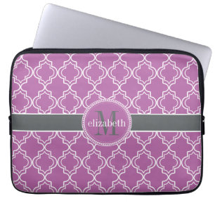 Funda Para Portátil Monograma Marruecos morado de estribos