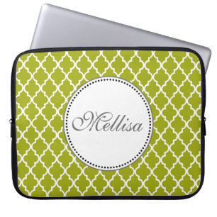 Funda Para Portátil Monograma moderno, elegante y fresco de quatrefoil