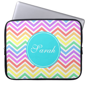 Funda Para Portátil Monograma moderno, genial y trendy de Chevron arco