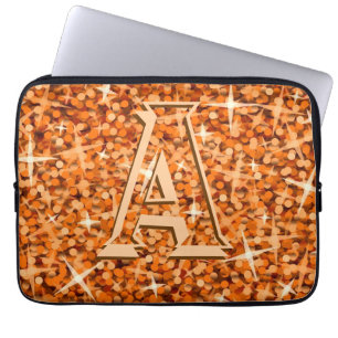 Funda para portátil "monograma" Naranja Glitz de 1