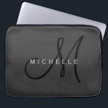 Funda Para Portátil Monograma negro profesional Gray Your Name<br><div class="desc">Diseños modernos y sencillos Minimalistas. Todos son simples,  atractivos,  únicos.</div>