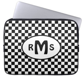 Funda Para Portátil Monograma negro y blanco controlado