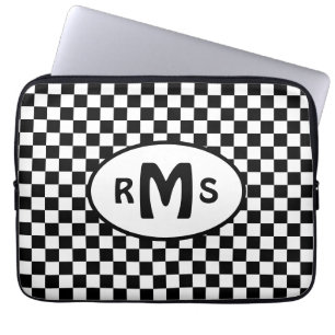 Funda Para Portátil Monograma negro y blanco controlado