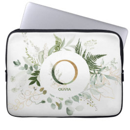Funda Para Portátil Monograma O Elegante Vegetación Wreath Portátil Sl