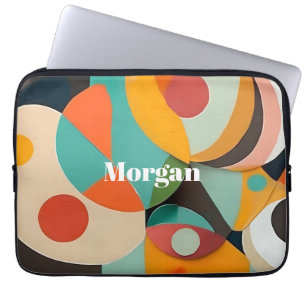 Funda Para Portátil Monograma o nombre de arte moderno de medio siglo,