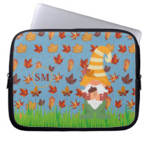 Monograma otoño Gnome Acorn Brown Naranjas Leaves