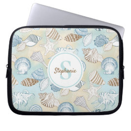 Funda Para Portátil Monograma Patrón de conchas marinas