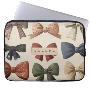 Funda Para Portátil Monograma Patrón de reverso retro personalizado