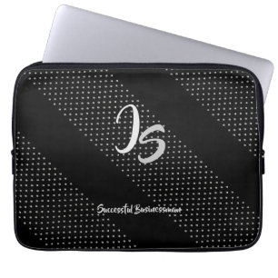 Funda Para Portátil Monograma personal de plata "Exitoso hombre de neg