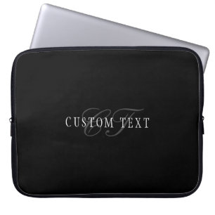 Funda Para Portátil Monograma Personalizable elegante Blanco gris ne