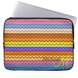 Funda Para Portátil Monograma personalizado Chevron Zigzag moderno 5