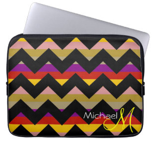 Funda Para Portátil Monograma Personalizado Chevron Zigzag Moderno 8