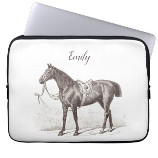 Funda Para Portátil Monograma personalizado chic vintage caballo ecues